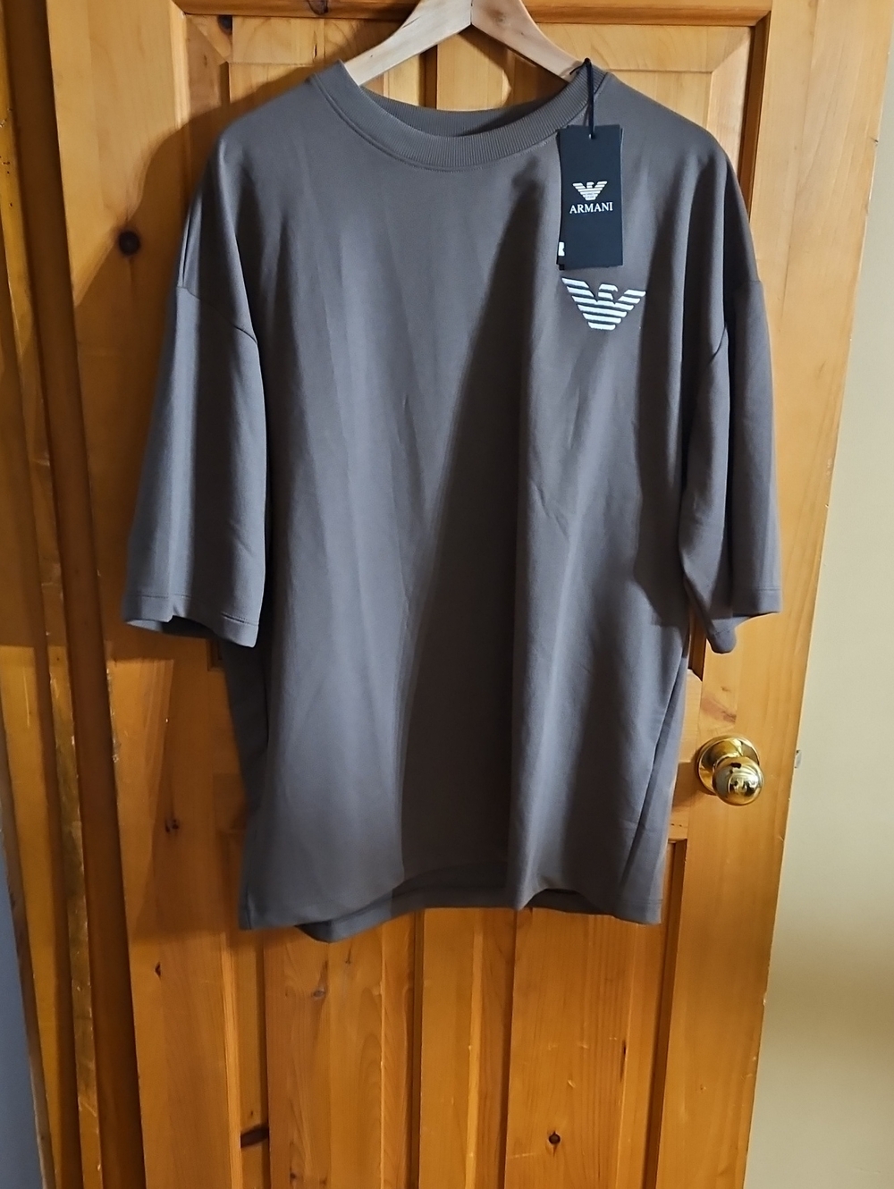 Giorgio Armani Short-Sleeve Crew T-Shirt in dark green/grey  with Logo